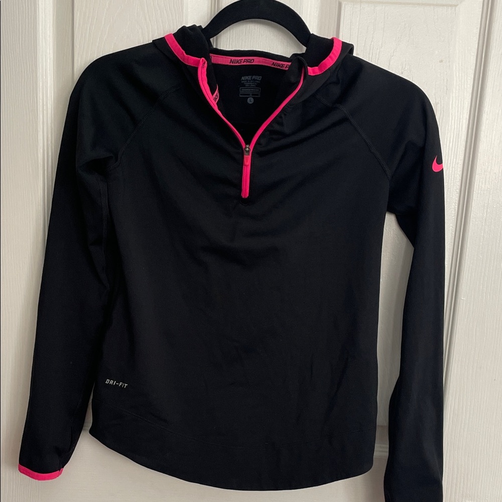 Nike Girls Black Dri-FIT Long Sleeve Half-Zip Hoodie